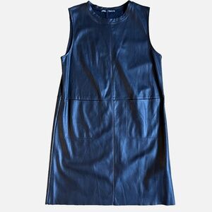 ZARA Black Moto Dress Faux Leather Medium NWT Chic Biker Style